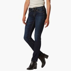 Silver Jeans Co Suki‎ Straight Curvy Mid Rise Dark Indigo Jeans